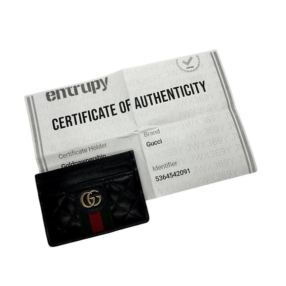 Gucci RARE Black Quilted Leather GG Marmont Card Holder w/ Cert. of Auth, No Box - Picture 7 of 14